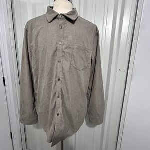 PJ Paul Jones Mens Waffle Knit Button Down Shirt Long Sleeve Taupe Gray 2XL